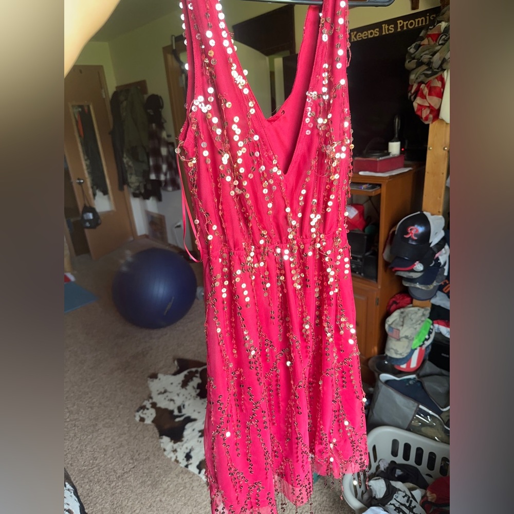 Maroon sequin party dress